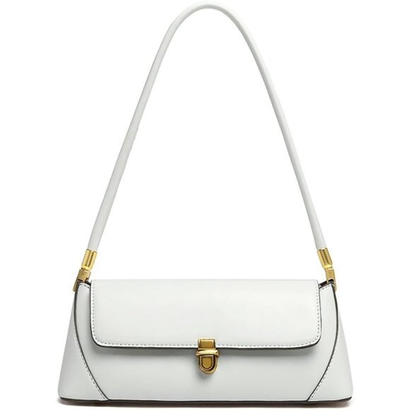 Vintage Small White Shoulder Bag for Women Zipper Closure and Classic Design - Picture 1 of 7
